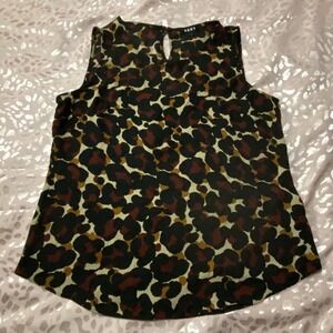 DKNY Women's Leopard Print Sleeveless Blouse Size Medium Top